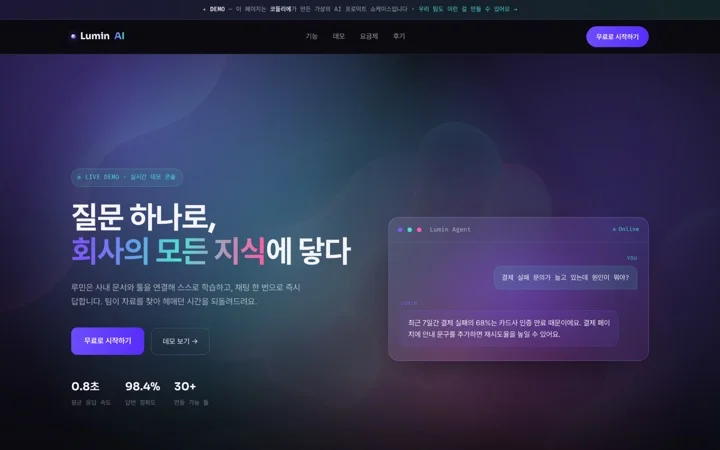 루민 AI · AI 프로덕트 데모 화면