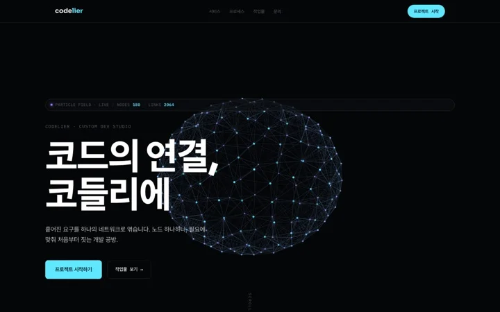 파티클 네트워크 데모 화면